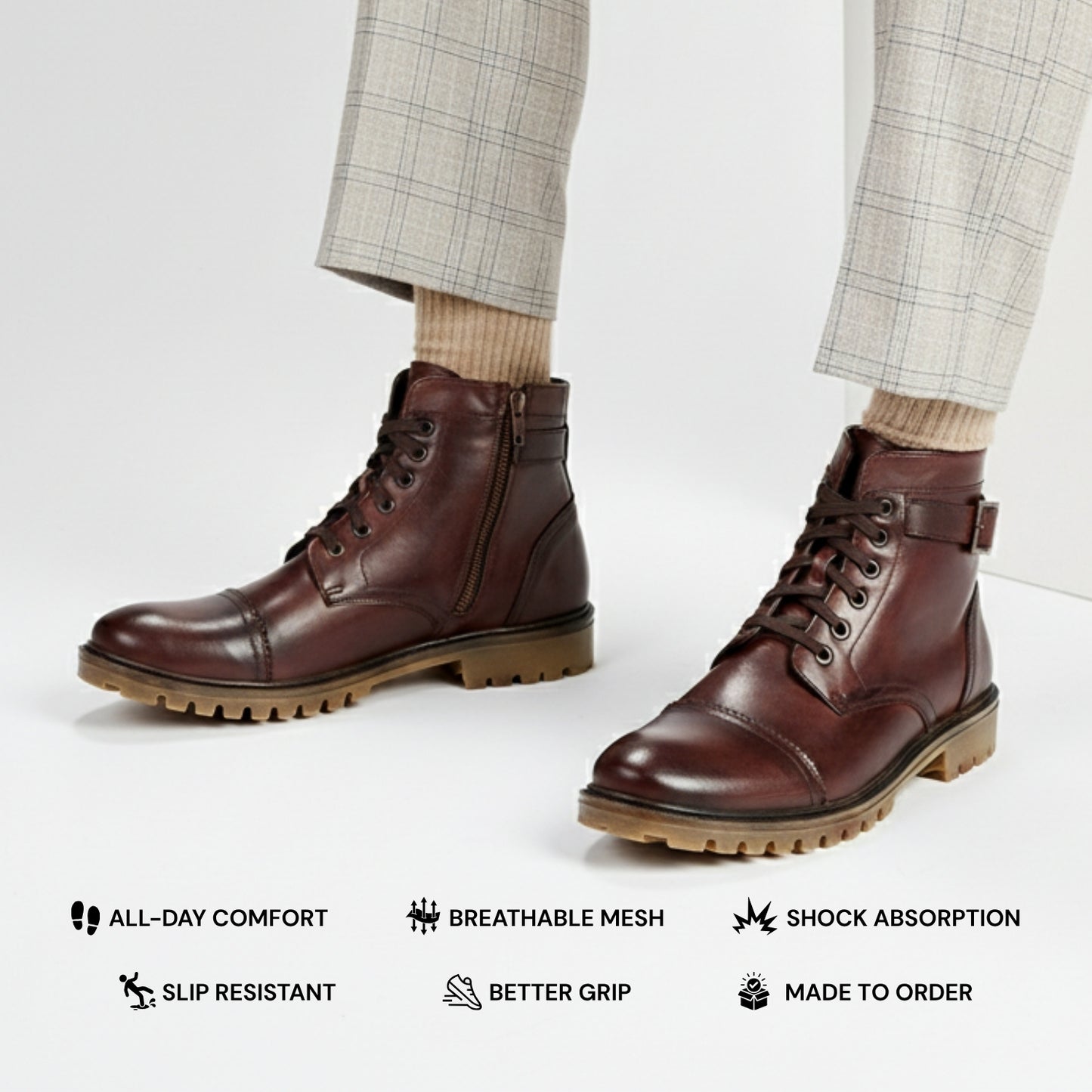 Toe Cap Jimping Buckel Boot