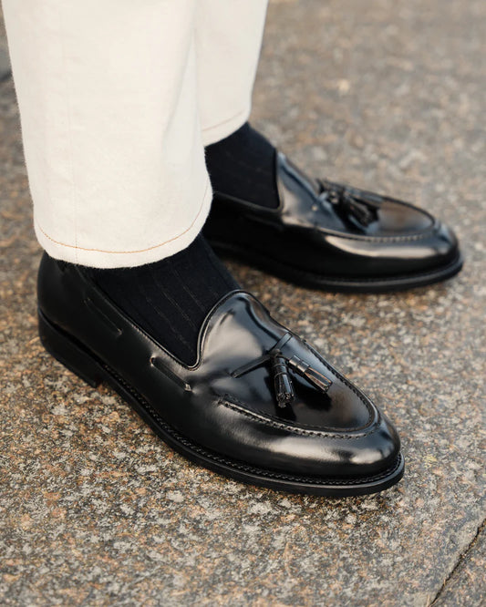 Classic Black Leather Tassel Loafers