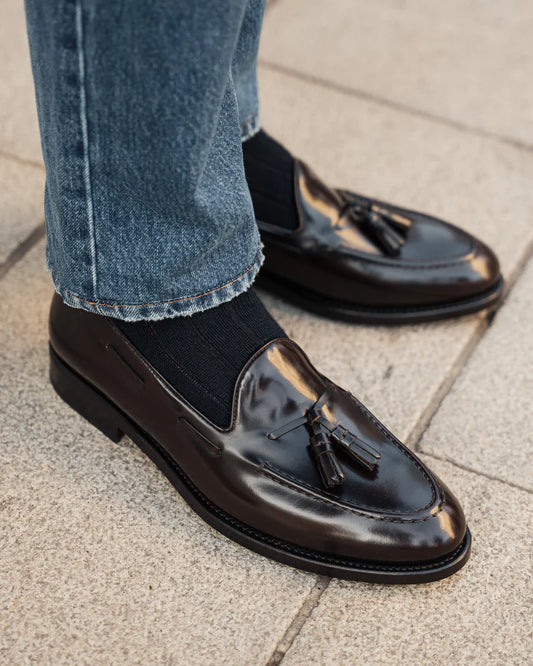 Dark Brown Leather Tassel Loafers