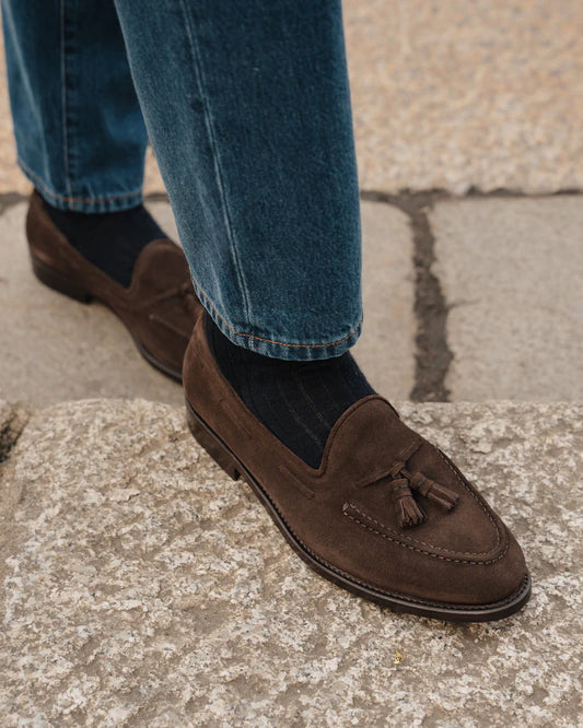 Classic Brown Suede Tassel Loafers