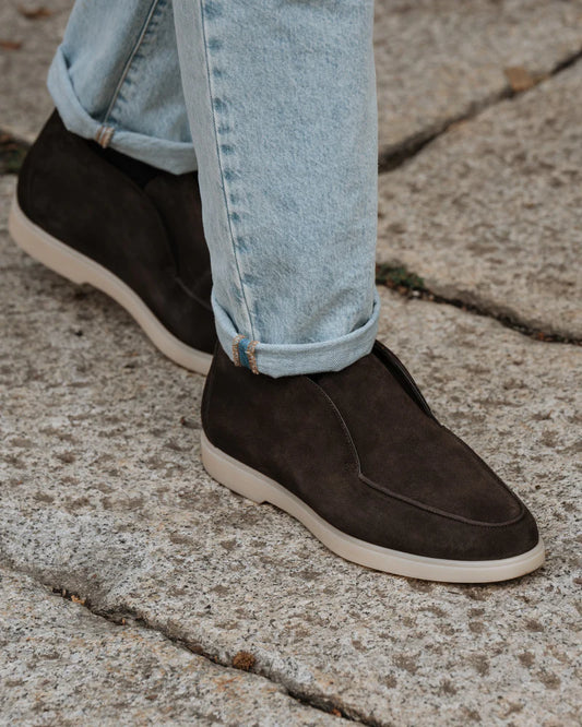 Canaja Dark Mocha Suede Slip-On Desert Boots