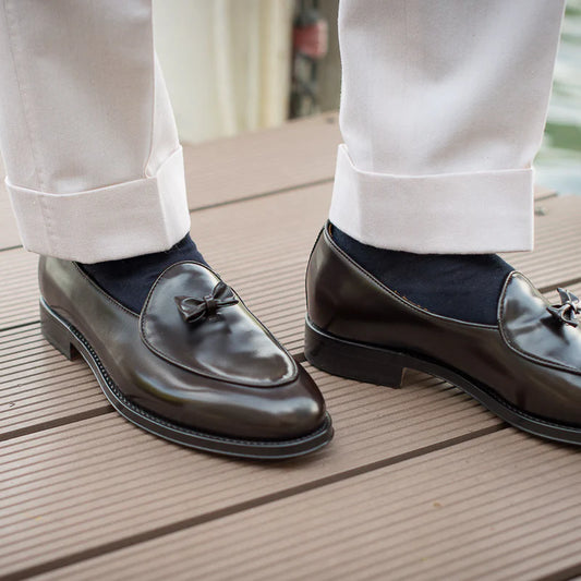 Espresso Brown Leather Tassel Loafers