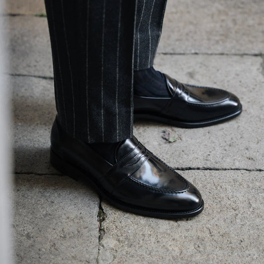 Black Leather Penny Loafers
