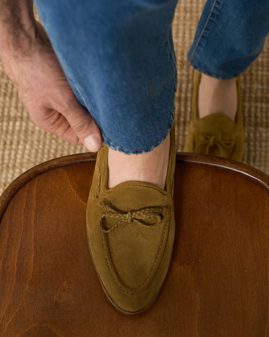 Tobacco Brown Suede Tassel Loafers