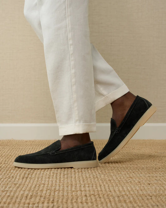 Black Suede Slip-On Loafers