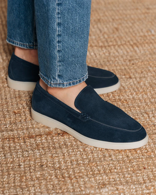 Midnight Blue Suede Slip-On Loafers
