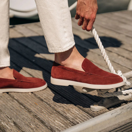 Burgundy Suede Slip-On Loafers