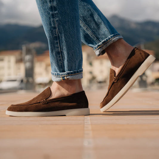Chestnut Brown Suede Slip-On Loafers
