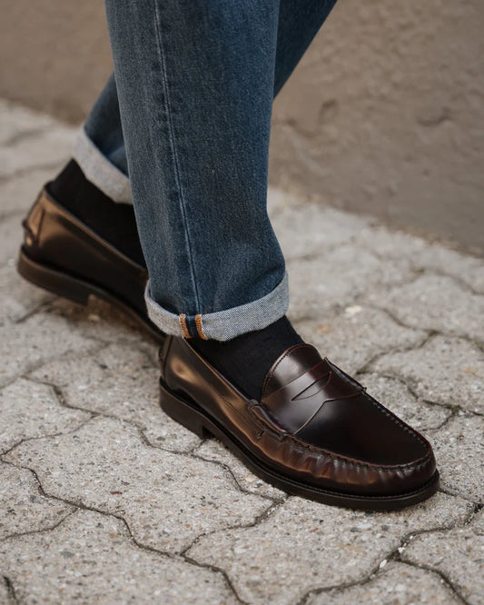 Hand-Burnished Burgundy Penny Loafers