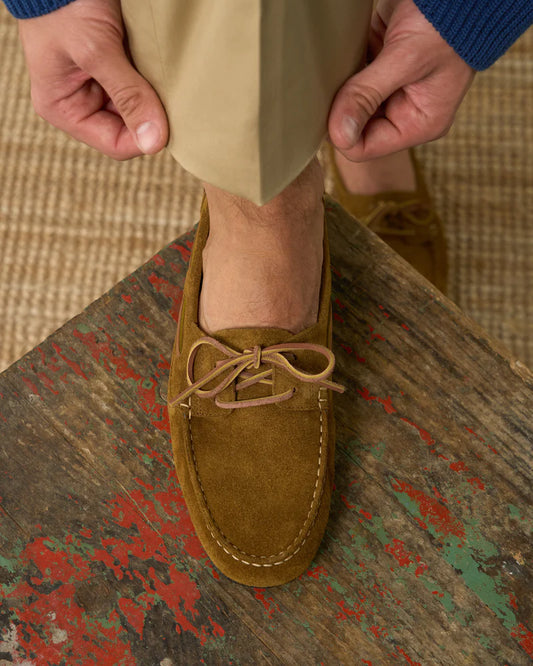 Camel Suede Driving Loafers
