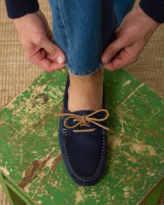 Navy Suede Driving Loafers
