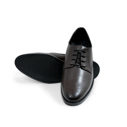 Classic Plain-Toe Derby – Deep Coffee Brown