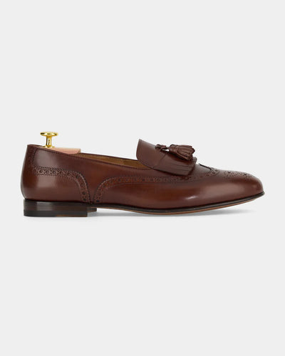 Brown Leather Tassel Brogue Loafers