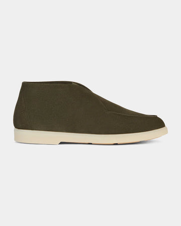 Olive Suede Slip-On Shoes