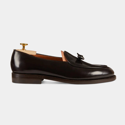 Espresso Brown Leather Tassel Loafers