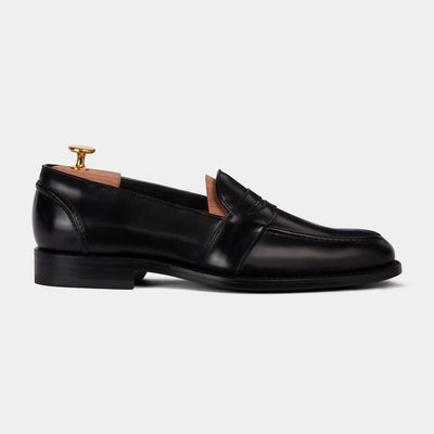 Black Leather Penny Loafers