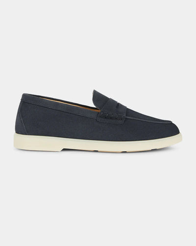 Midnight Navy Suede Penny Loafers