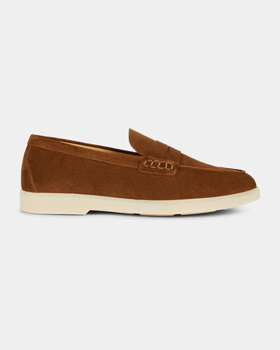 Tan Suede Penny Loafers