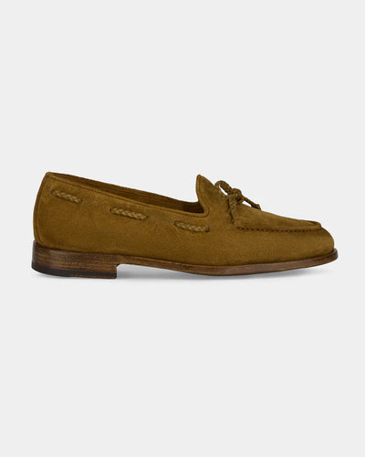 Tobacco Brown Suede Tassel Loafers