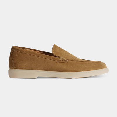 Beige Suede Slip-On Loafers