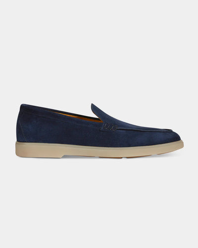 Midnight Blue Suede Slip-On Loafers