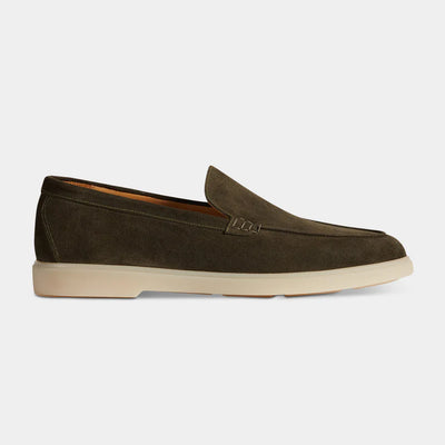 Olive Charcoal Suede Slip-On Loafers