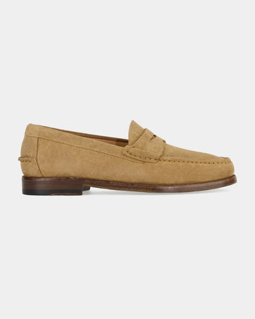 Sand Beige Suede Penny Loafers