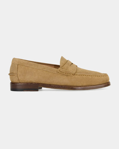 Sand Beige Suede Penny Loafers