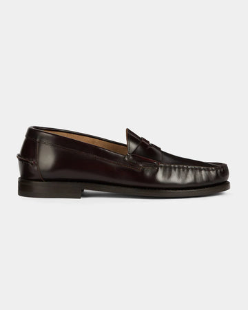 Hand-Burnished Burgundy Penny Loafers