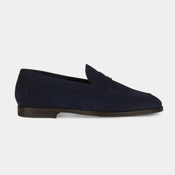 Midnight Navy Suede Penny Loafers
