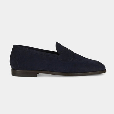 Midnight Navy Suede Penny Loafers