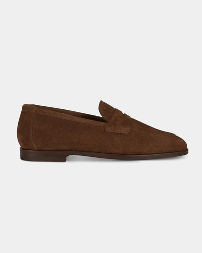 Mocha Brown Suede Penny Loafers