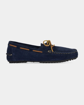 Navy Suede Driving Loafers