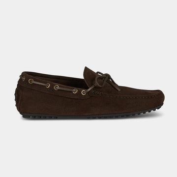 Espresso Brown Suede Driving Loafers
