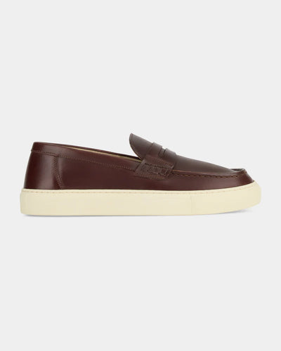 Brown Leather Slip-On Sneakers