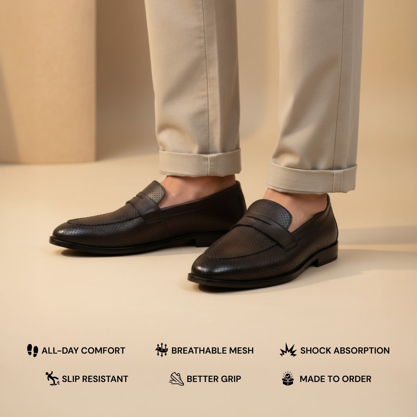 Breathe Penny Loafers - cognac Brown