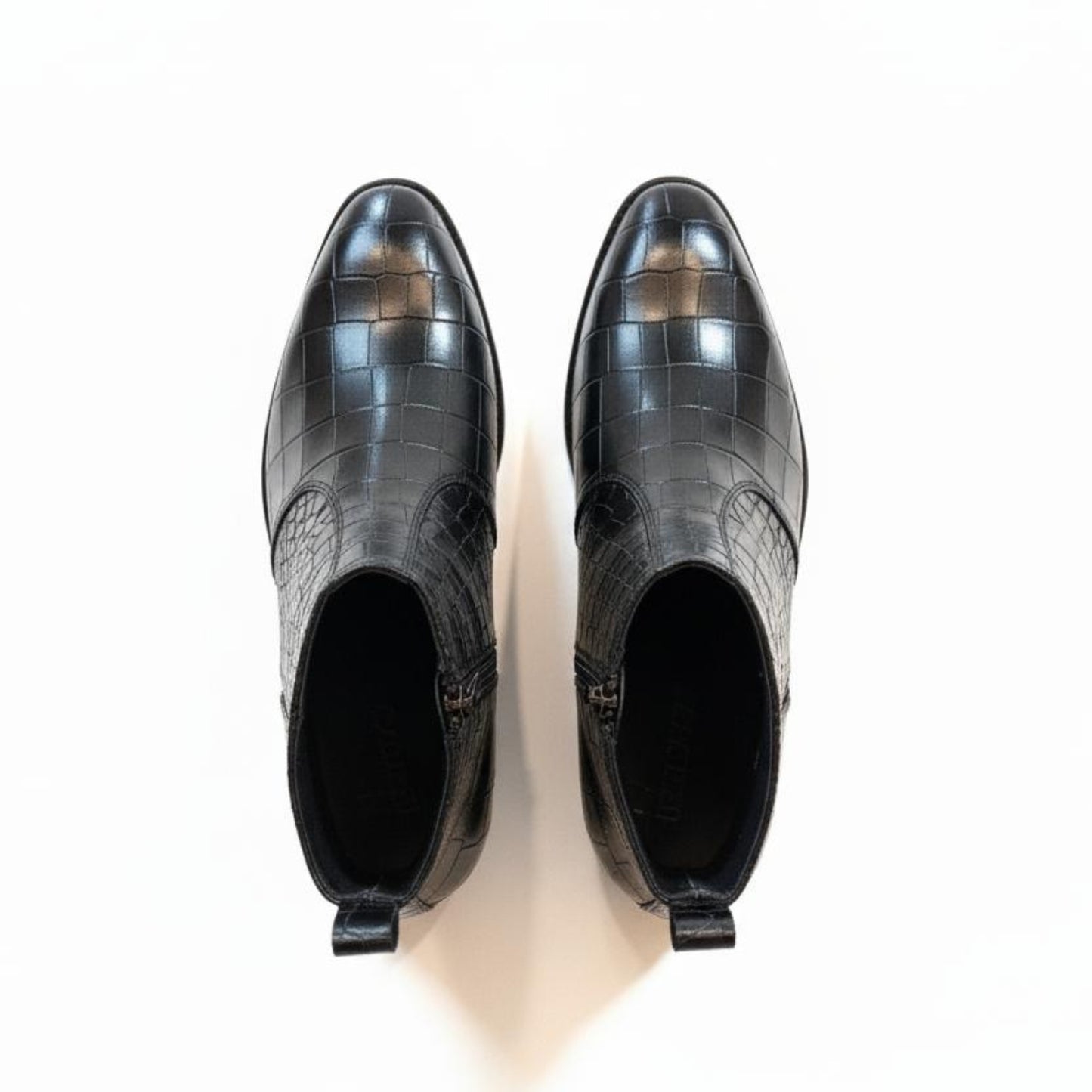 The Black Crocodile-Embossed Chelsea Boot