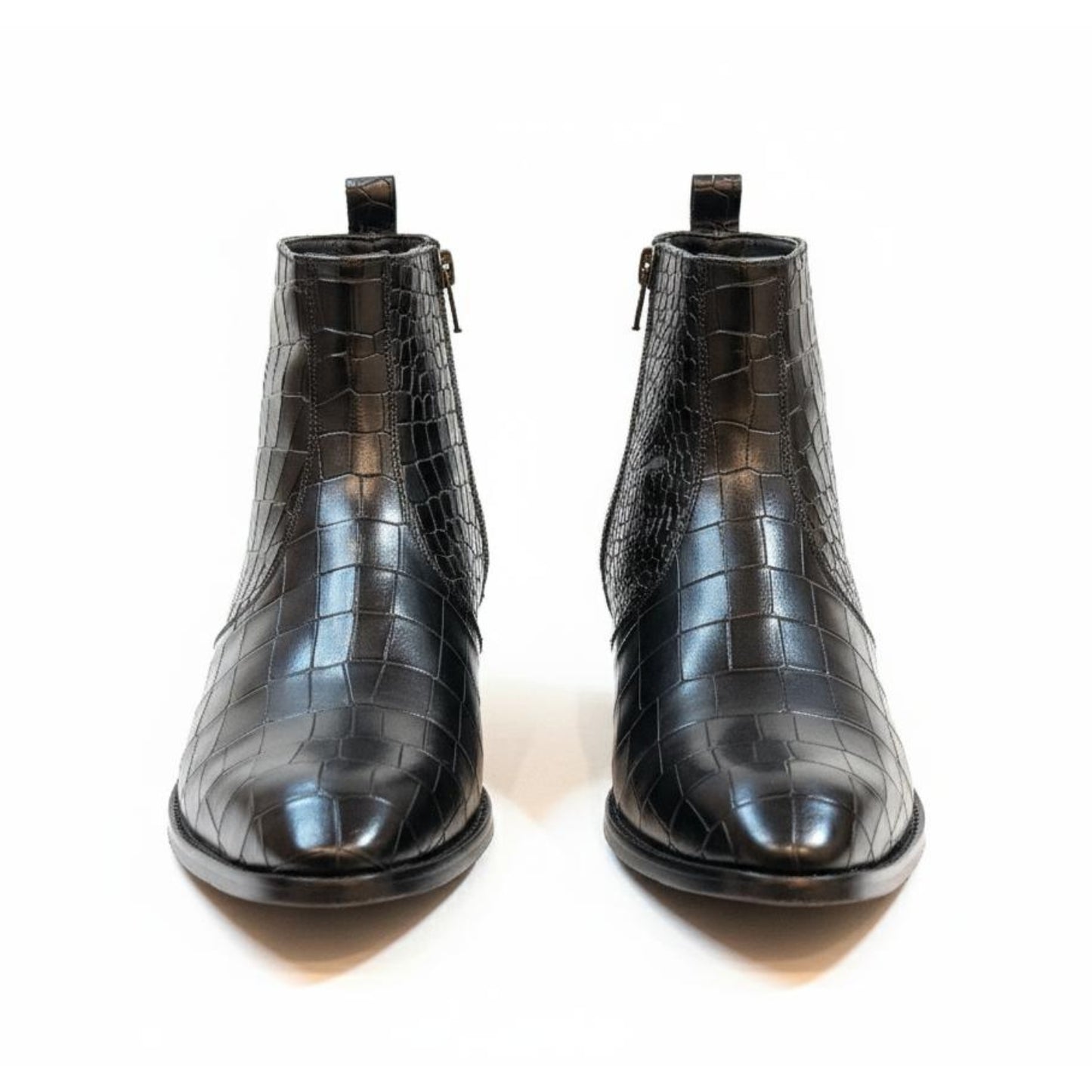 The Black Crocodile-Embossed Chelsea Boot