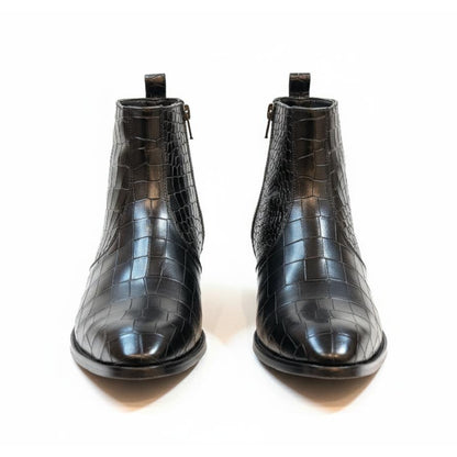 The Black Crocodile-Embossed Chelsea Boot