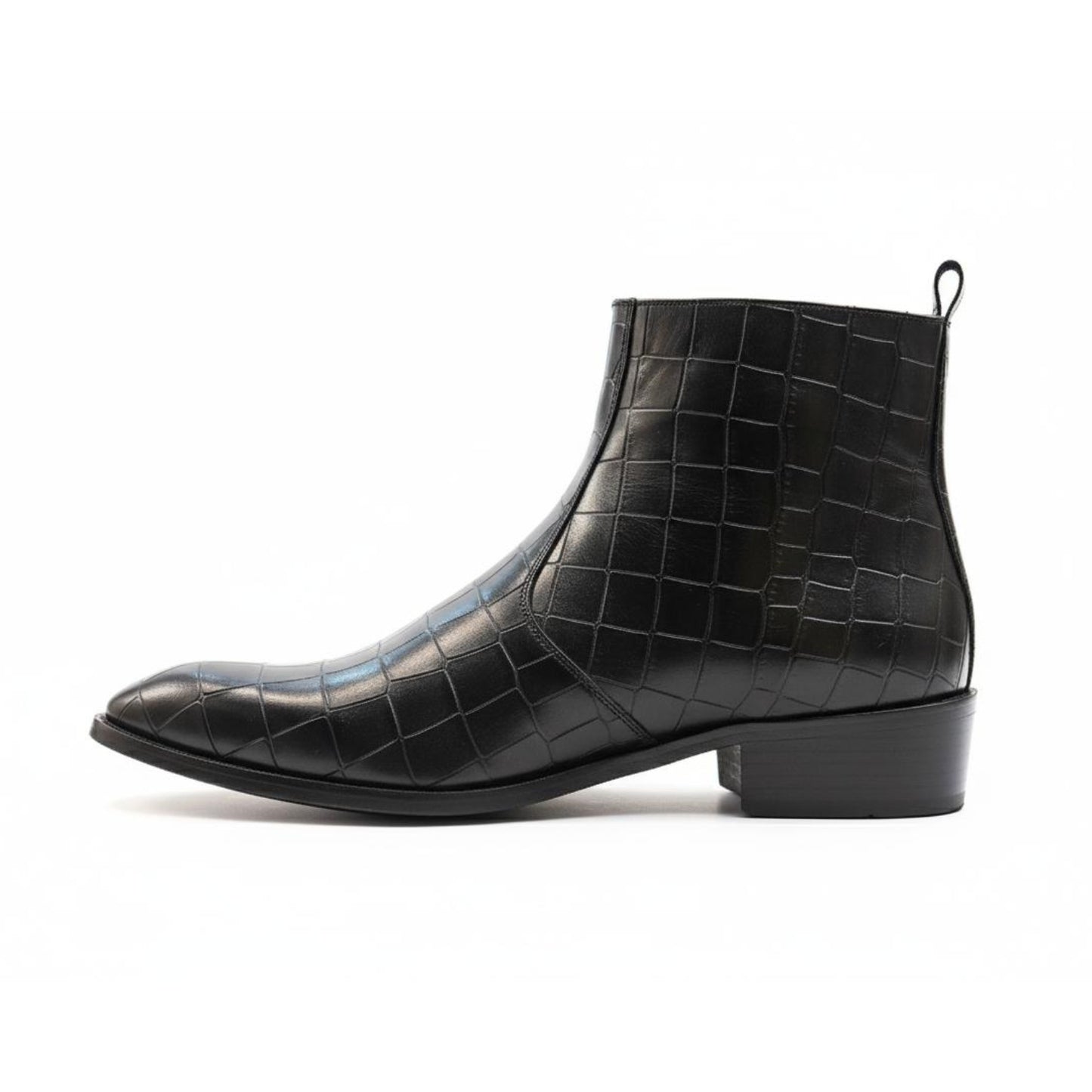 The Black Crocodile-Embossed Chelsea Boot