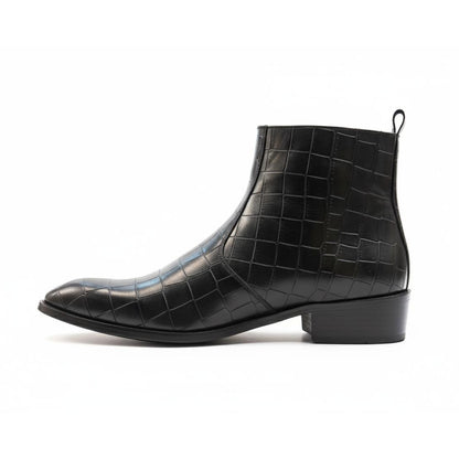 The Black Crocodile-Embossed Chelsea Boot