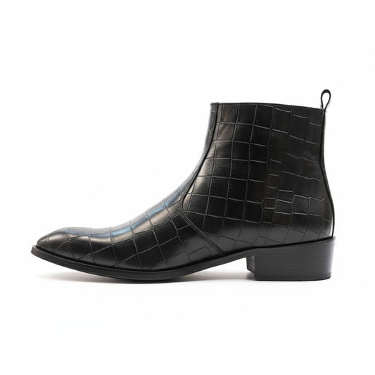 The Black Crocodile-Embossed Chelsea Boot