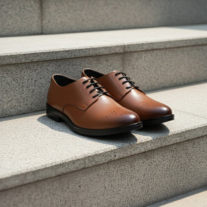 Classic Plain-Toe Derby – Tan Patina