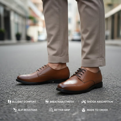 Classic Plain-Toe Derby – Tan Patina