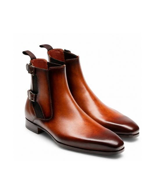 Aryaki Amber Tan Sovereign Double Monk Boots