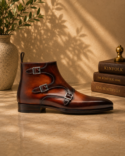 BROWN MONKSTRAP BOOTS