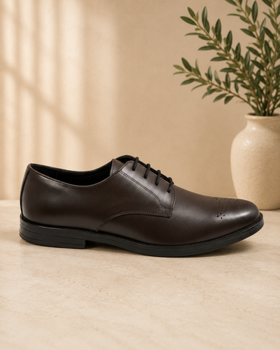 Classic Plain-Toe Derby – Deep Coffee Brown