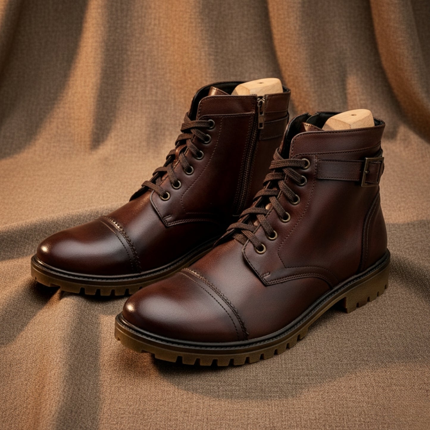 Toe Cap Jimping Buckel Boot