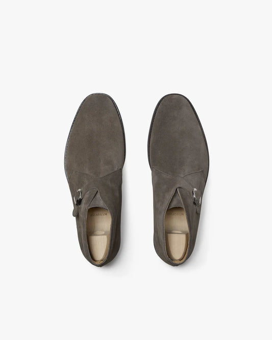 Carlo Grey Suede Leather Single Monk Strap Ankle Boots