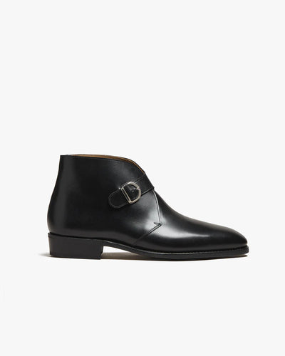 Carlo Black Leather Single Monk Strap Ankle Boots